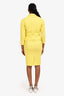 Pre-loved Chanel™ 2012 Yellow Tweed Crystal Buttoned Jacket + Midi Skirt Set Size 38