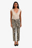 Max Mara Blue/Green Cotton Snake Print Slim Fit Trousers Size 8