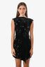 Sau Lee Black Velvet Embellish Tie Detail Mini Dress Size 4