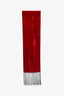 Dolce & Gabbana Black/Red Velvet Rectangle Fringe Scarf