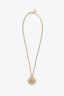Christian Dior Vintage Gold Tone Logo Coin Pendant Necklace