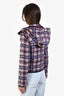 Pre-loved Chanel™ Beige/Blue Plaid Hooded Puffer Jacket Size 36