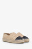 Pre-loved Chanel™ Nude/Black Leather Captoe CC Espadrilles Size 37