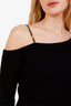 Pre-loved Chanel™ 23B Black Cashmere Chain Cold-Shoulder Sweater Size 36