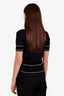 Hermès Black/White Cashmere Silk Chaîne d'Ancre Short Sleeve Cardigan Size 34