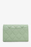 Pre-loved Chanel™ Green Quilted Lambskin Flap Card Holder Wallet