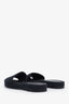 Pre-loved Chanel™ Black Woven Raffia Interwoven CC Flat Slides Size 38