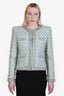Balmain Mint Green Quilted Leather All Over Spike Jacket Size 36