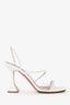 Amina Muaddi White Strappy Sandal Heels Size 38