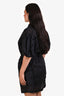 Frame Black Ramie Lace Puff Sleeve Mini Dress Size L