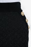 Balmain Black Textured Gold Button Mini Skirt Size 38