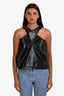 Courrages Black Patent Leather Sleeveless Top Size 40