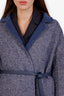 Loro Piana Blue Virgin Wool Reversible Overcoat Size M with Belt