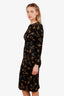 Dolce & Gabbana Black Silk Keys Print Long Sleeve Midi Dress Size 40