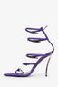 Versace Purple Satin Buckle-Strap Pointed Open Toe Heels Size 39.5