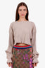 John Elliott Beige Ribbed Knit Cropped Top Size 2