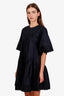 Simone Rocha Black Gathered Mini Dress with Lace Trim Size 6