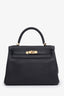 Hermès 2016 Black Togo Leather Kelly 28 Top Handle Bag With Strap