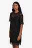 Carven Black Lace Short Sleeve Mini Dress Size 36