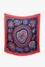 Hermès Red/Navy Silk Geode Print Scarf