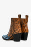 Ganni Beige and Light Blue Python Print Booties Size 38