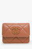 Pre-loved Chanel™ 2021 Nude Quilted Lambskin 19 Cardholder On Chain