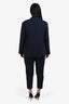 Sibel Saral Navy Pinstripe Flannel Blazer + Trouser Set Size L