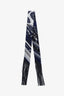 Hermès Navy Silk Paisley Print Fringe Twilly