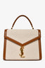 Saint Laurent Cream/Brown Canvas Leather-Trimmed Medium 'Cassandra' Crossbody