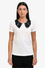 Dolce & Gabbana White/Black Cotton Collared Short Sleeve T-Shirt Size 40