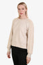 Burberry Cream Cotton Blend Knit Crewneck Sweater Size S