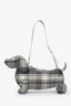 Thom Browne Grey/White Plaid Leather 'Hector' Shoulder Bag
