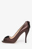 Prada Bronze Metallic Leather Peep Toe Heels Size 37