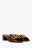 Valentino Brown/Gold Leather Vlogo Slip-On Heels Size 39