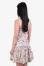 Oscar de la Renta 2024 Pink/White Embroidered Floral Belted Flare Mini Dress Size 6