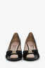 Salvatore Ferragamo Black Patent Leather Vara Bow Talia Open Toe Pumps Size 5.5