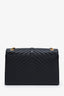 Saint Laurent Black Chevron Grained Leather Large Envelope Bag