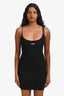 Off-White Black Ribbed Logo Scoop Neck Mini Dress Size 36