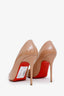 Christian Louboutin Nude Patent Leather Pointed Toe Heels Size 37.5