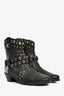 Stuart Weitzman Black Leather Studded Western Boots Size 6.5
