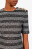 Balmain Grey Striped Sequin Mini Dress Size 38