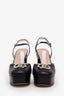 Gucci Black Leather Double G Embellished Platform Pumps Size 40.5