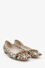 Gucci Cream/Brown Canvas Bamboo Horsebit Flats Size 10