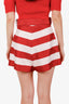 Zimmermann Red/Pink Striped Belted Shorts Size 1