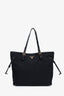 Prada Black Nylon Saffiano Leather Tote Bag