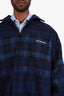 Balenciaga 2020 Blue Plaid Print Zip-up Jacket Size 46 Mens