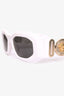 Versace White Acetate Gold Medusa Emblem 'VE4425U' Rectangular Frame Sunglasses