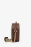 Gucci Brown Leather and Canvas GG Supreme Oval Chain Crossbody Bag