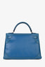 Hermès 2014 Blue Leather Ghilles Kelly 32 PHW