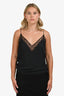 Gucci Black Silk Crepe GG Lace Detail Camisole Size M